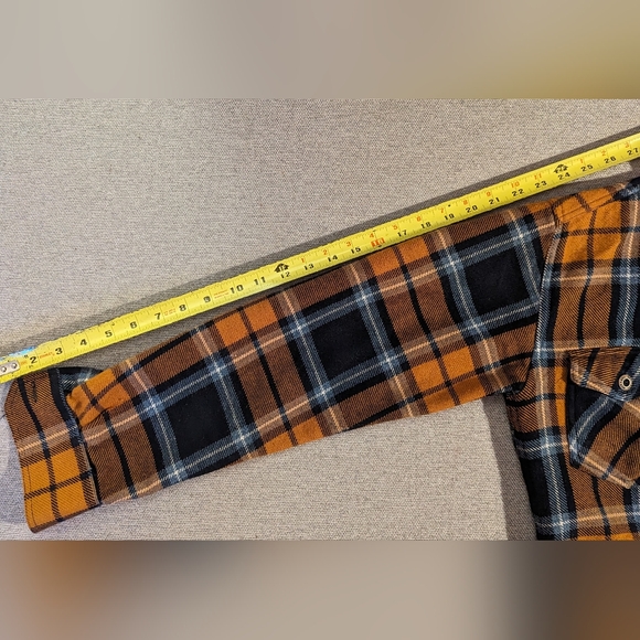 Whyte & More flannel orange button up long sleeve men's med - Picture 8 of 8